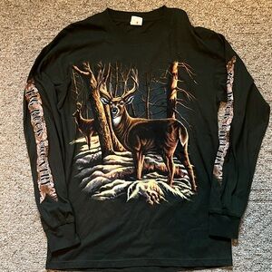 Men's Green Medium Big Buck Country Deer Graphic Shirt, medium